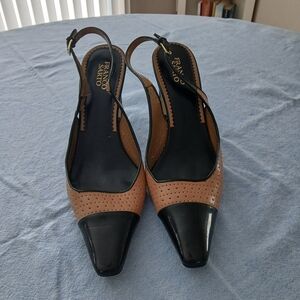 Franco Sarto Black and Brown Slingback Heels